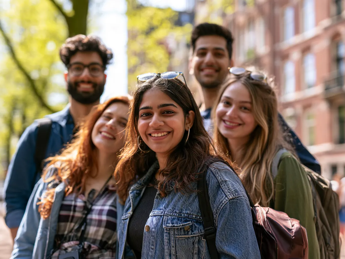A cheerful group of international students